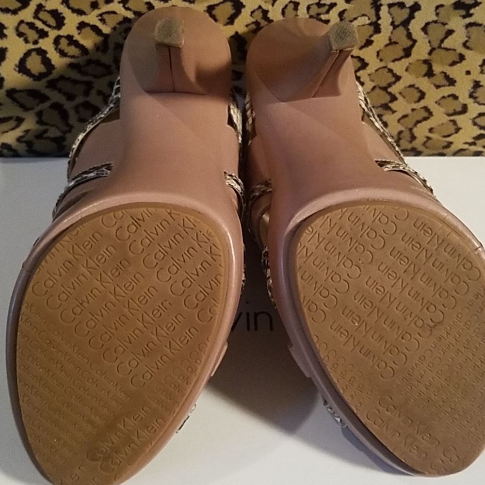 Calvin Klein Taupe & Python Platform Heels - image 4
